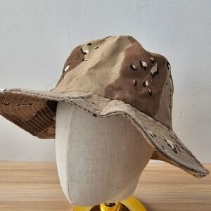 Vintage Bucket Hat Mens Brown Desert Camo Army Outdoor Bonnie‎ OLYMPIAN HEADWEAR